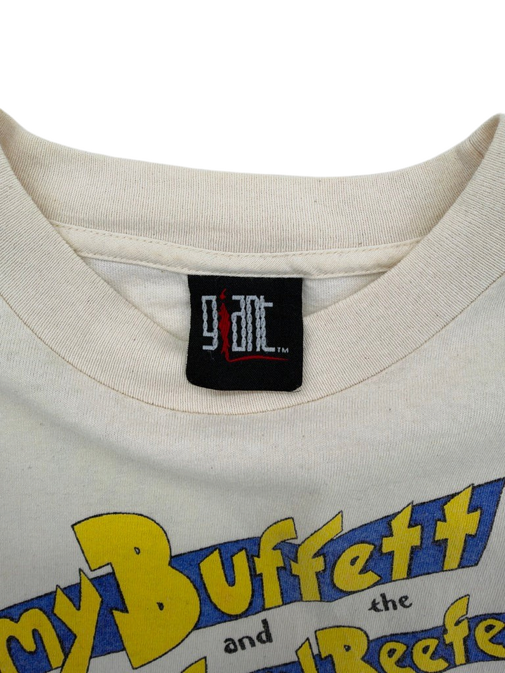 Exile Vintage 1990s Jimmy Buffett tour long sleeve t-shirt with Giant brand tag on cream cotton fabric