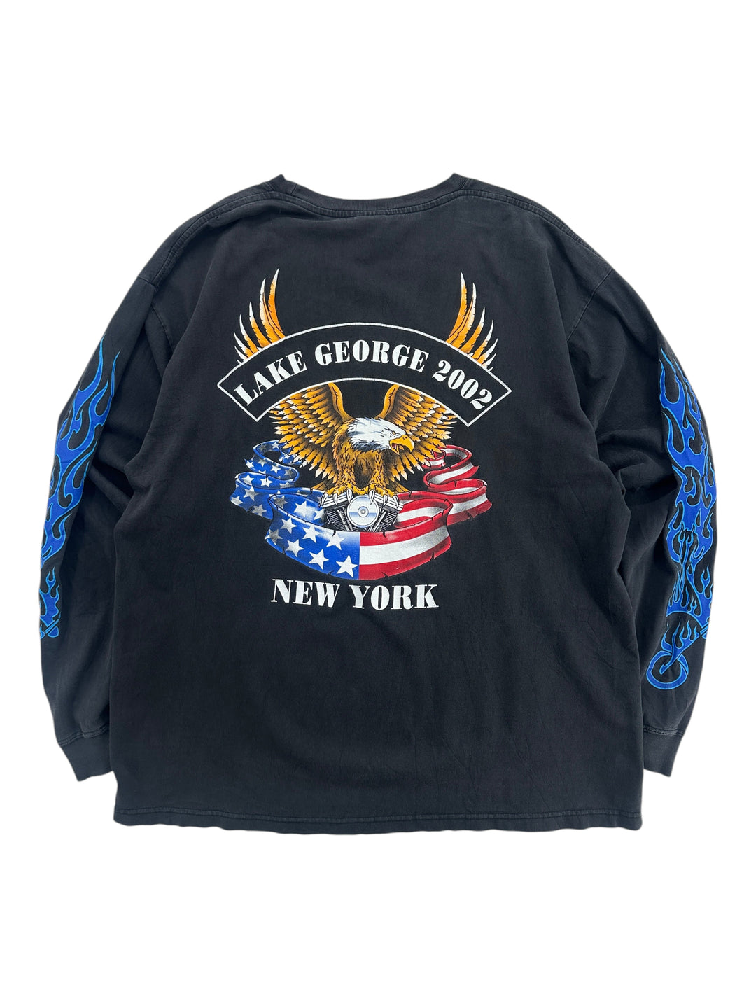 2002 Lake George Motorcycle Flame Long Sleeve T-shirt