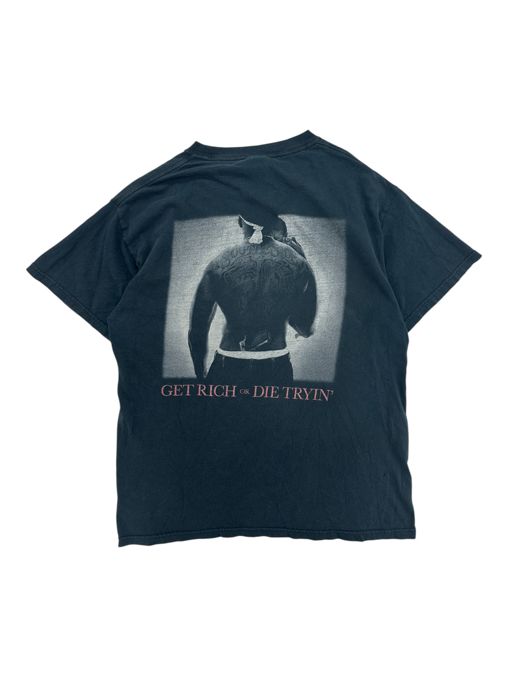 Exile Vintage 2003 50 Cent Get Rich Or Die Tryin black graphic t-shirt with back print