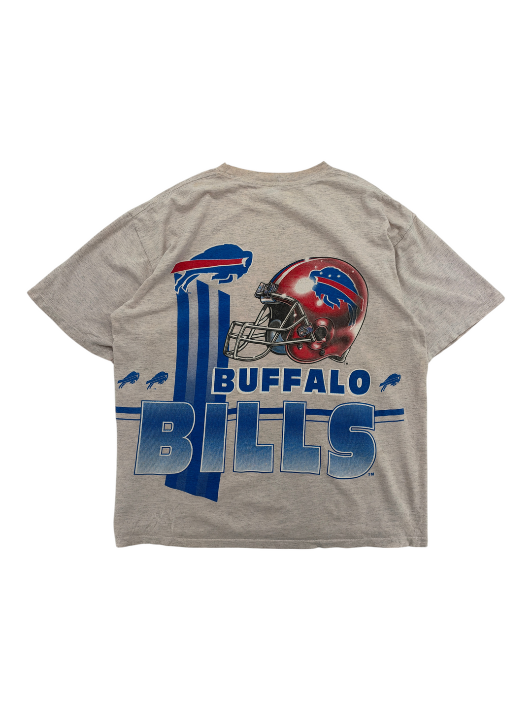 Exile Vintage 1990s Buffalo Bills grey graphic t-shirt with team helmet and logo print on the back