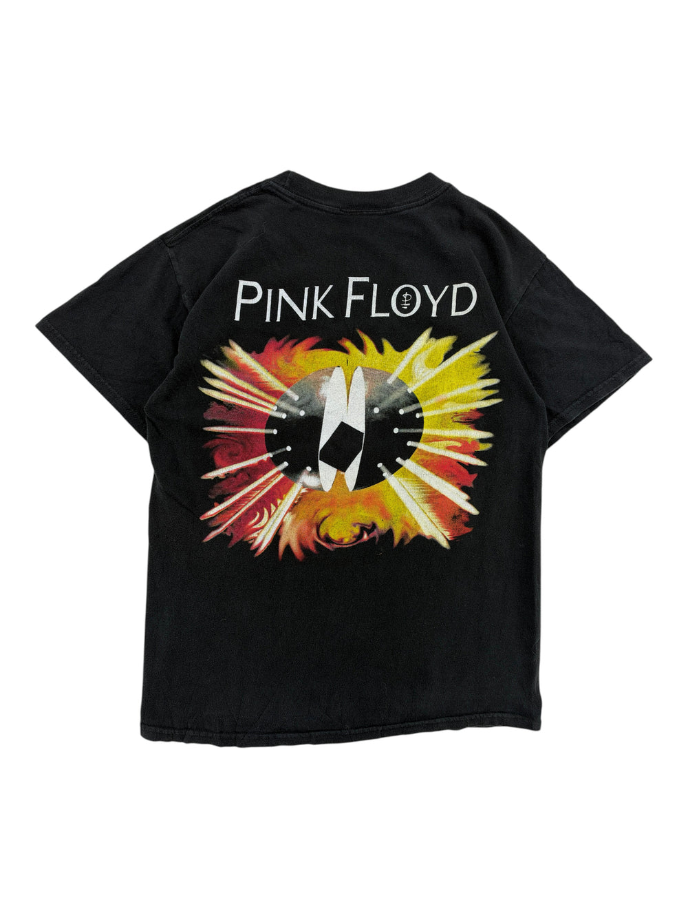 Exile Vintage black 2001 Pink Floyd band t-shirt with a vibrant sunburst graphic on the back