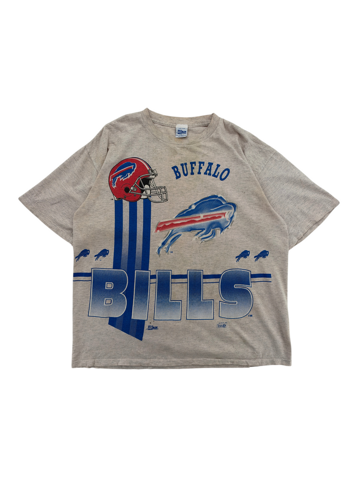 Exile Vintage 1990s Buffalo Bills grey graphic t-shirt with team helmet and logo print, size XL