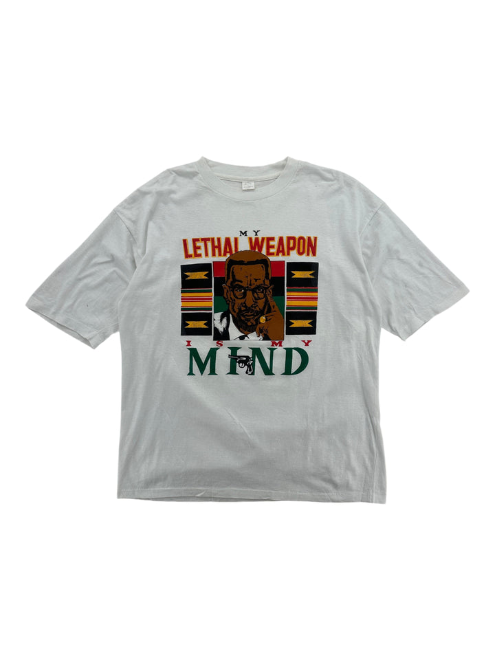 1990s Malcolm X My Lethal Weapon Is My Mind T-shirt