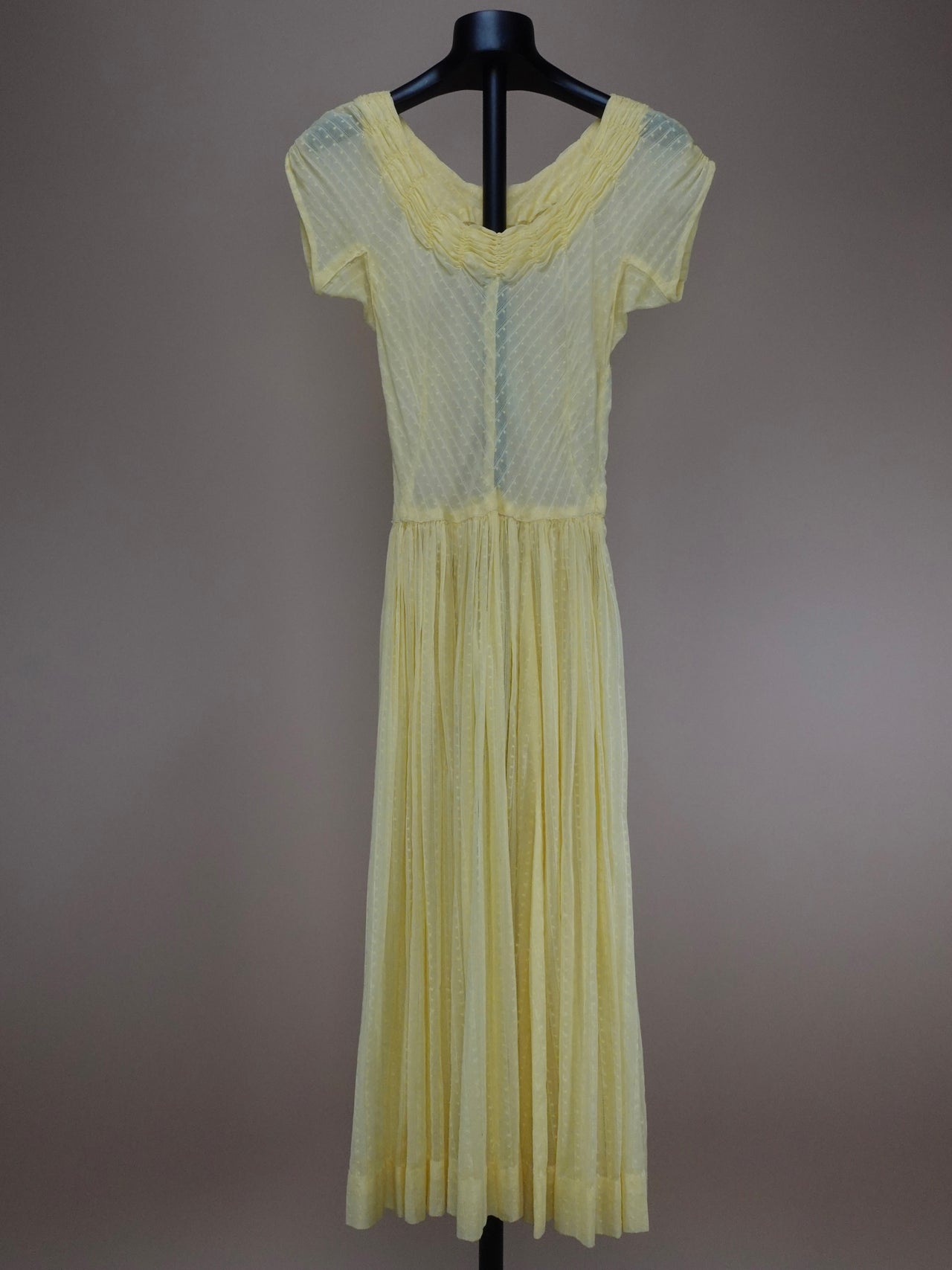 Vintage 1960s - Lemon Yellow Micro Dot Sun Dress