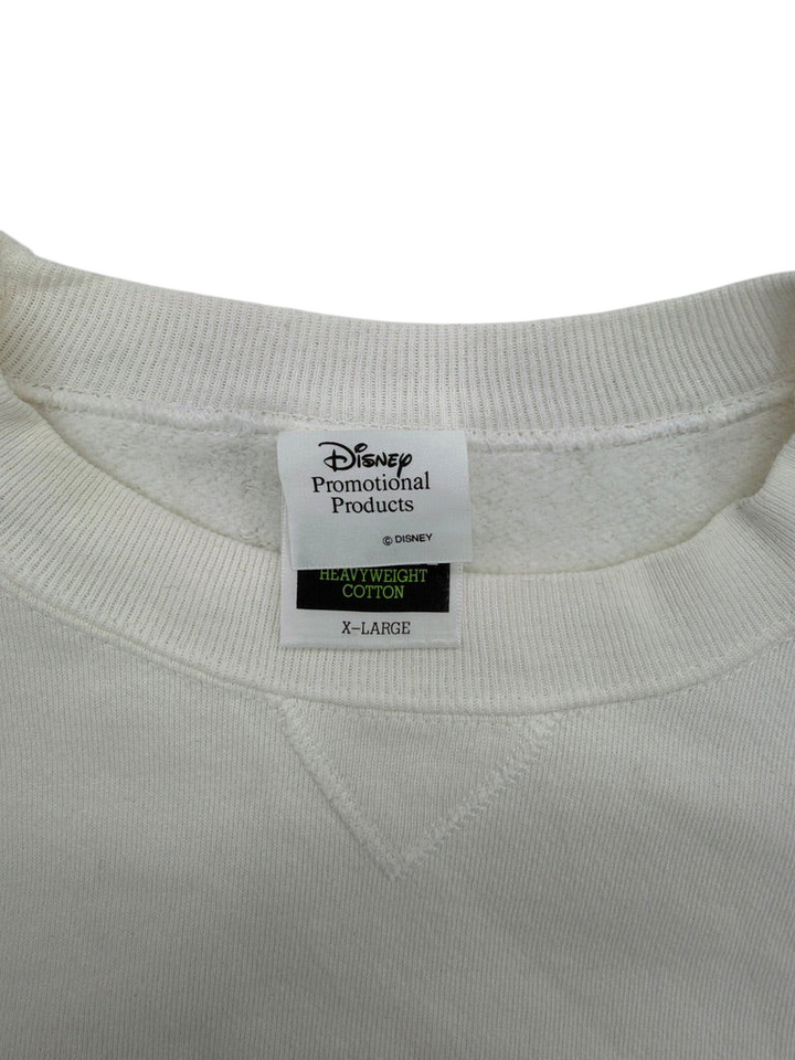 Exile Vintage 1990s Aladdin crewneck white sweatshirt with Disney Promotional Products label in size XL