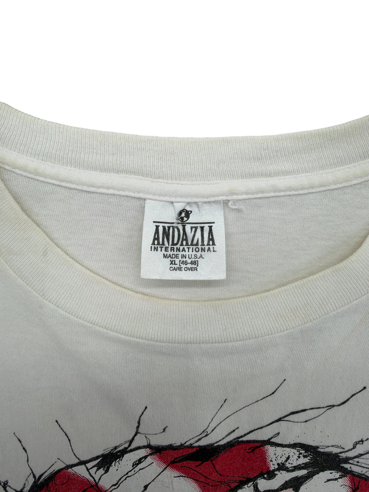 Exile Vintage 1990s Alice In Wonderland t-shirt featuring an Andazia International label in size XL