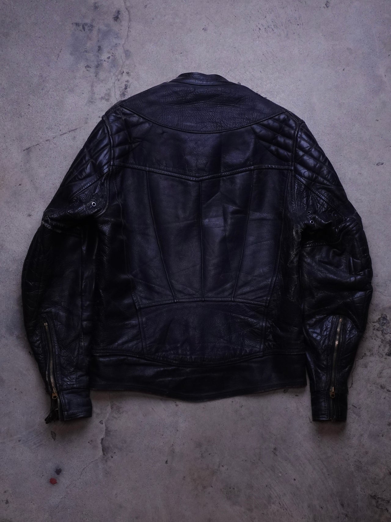 1960s/70s - Unbranded Black Horsehide Motorcycle Jacket