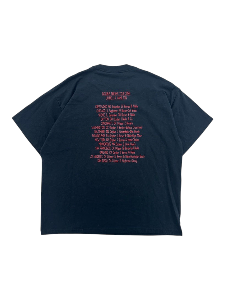 Exile Vintage black 2004 Anita Blake tour t-shirt with red back graphic listing tour dates and locations