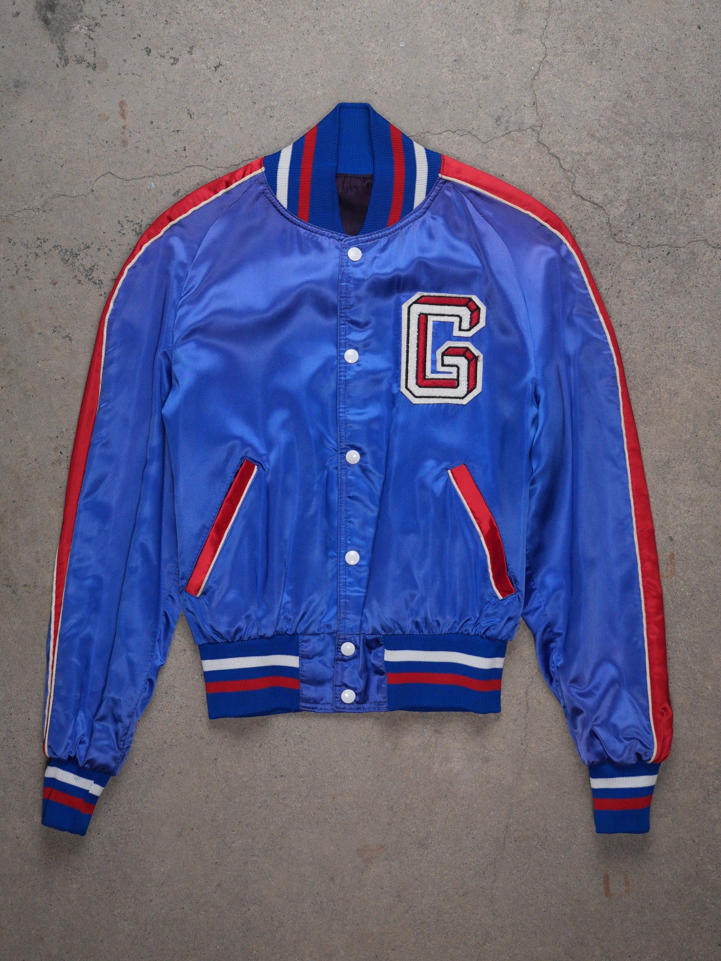 1960S - "FLUR DE LIS SPORTSWEAR" SATIN VARSITY BOMBER JACKET