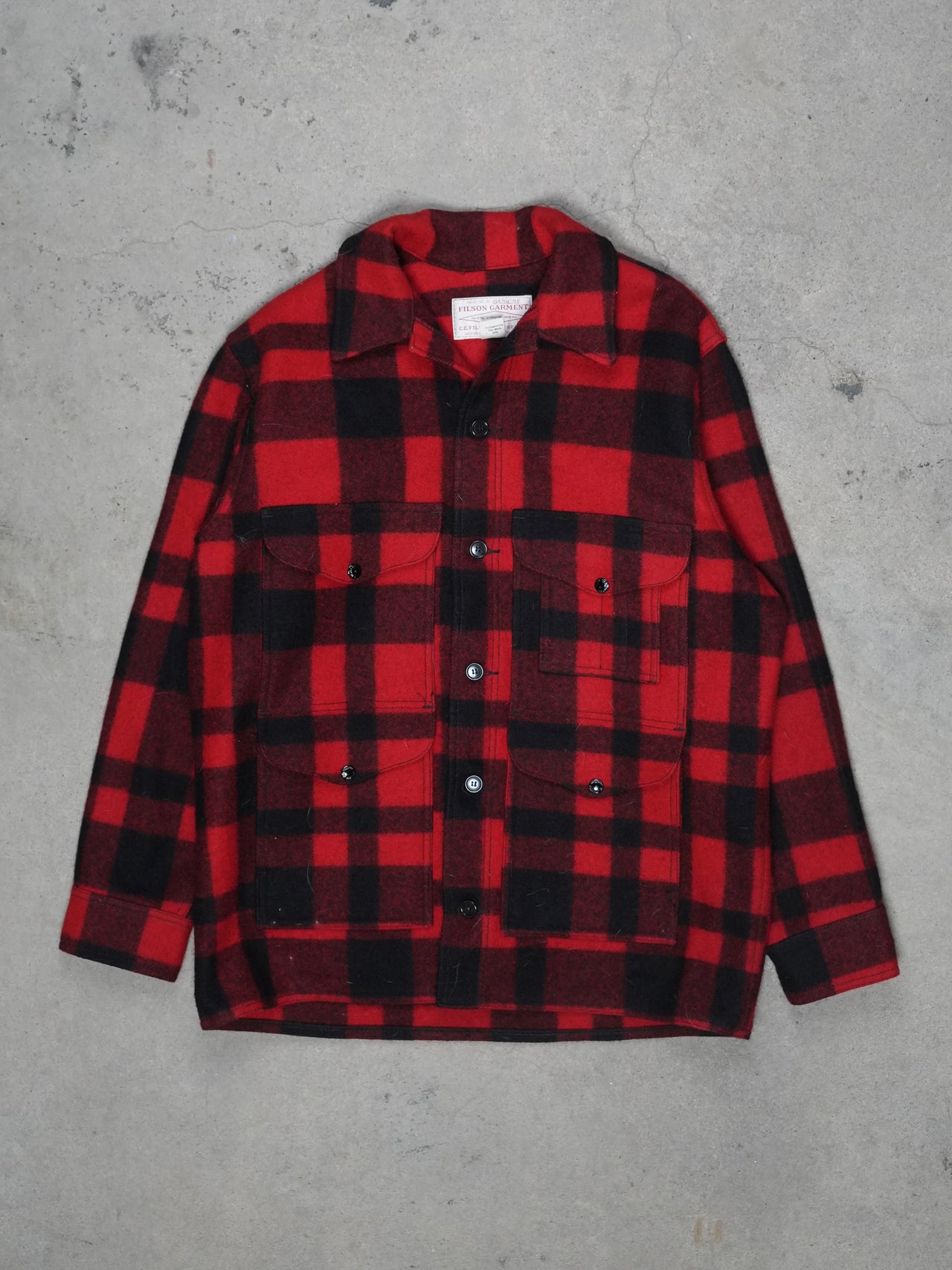 1980S - FILSON WOOL BUFFALO PLAID MACKINAW COAT
