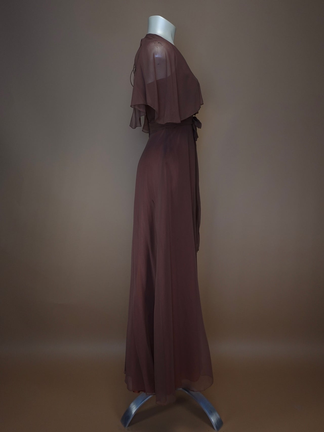 Vintage 1940s - Mocha Brown Evening Gown