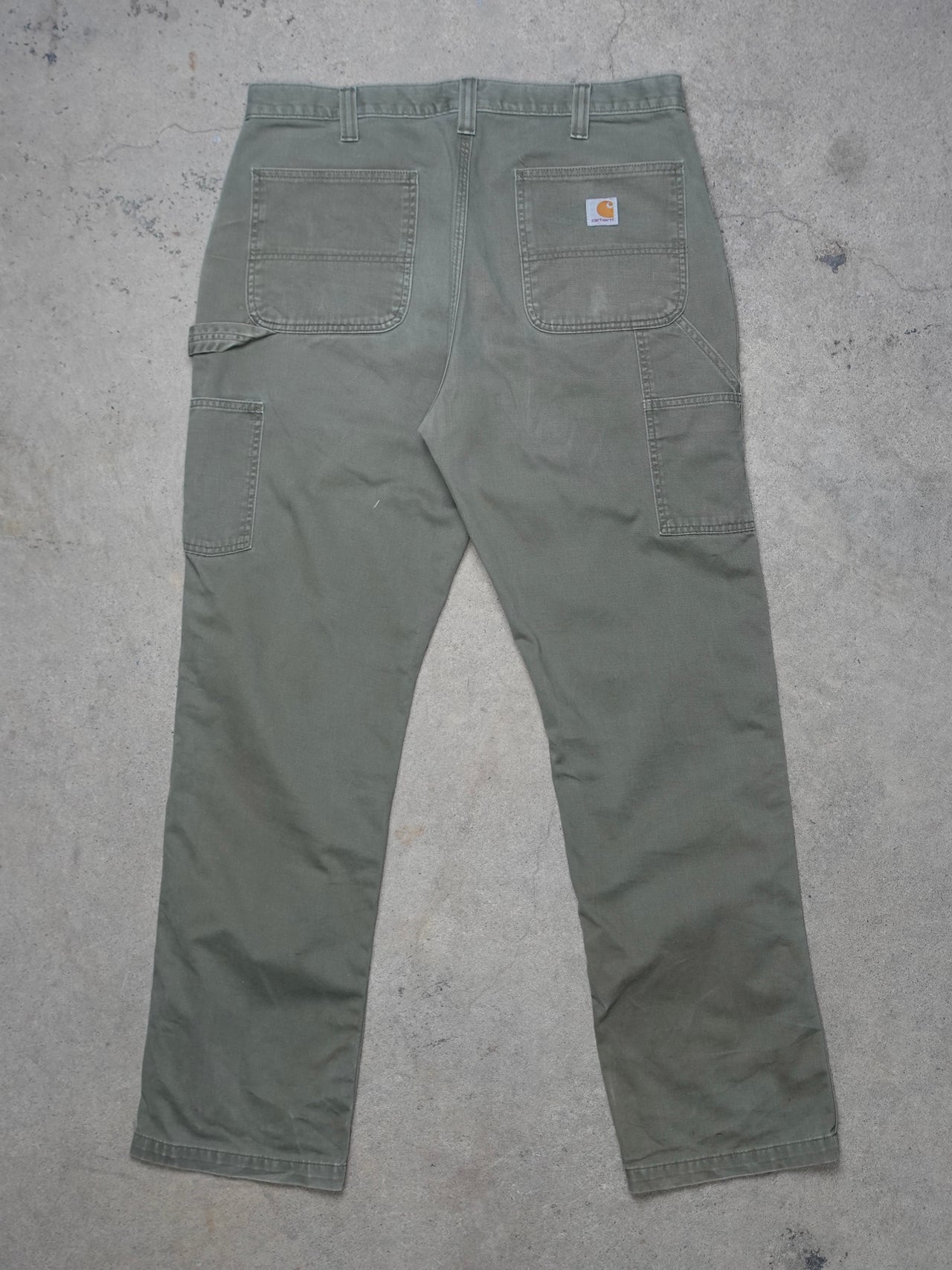 Vintage 2000s - Carhartt Duck Canvas Carpenter Pants Olive Green