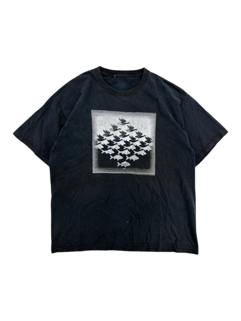 Exile Vintage black 1990s M.C. Escher Sky and Water graphic t-shirt in size XL