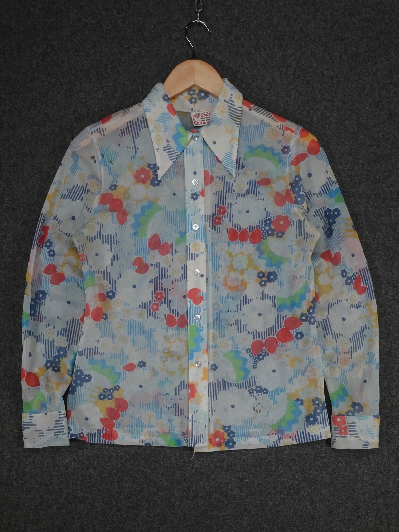 1970s - Made Right USA Polyester Dagger Collar Shirt