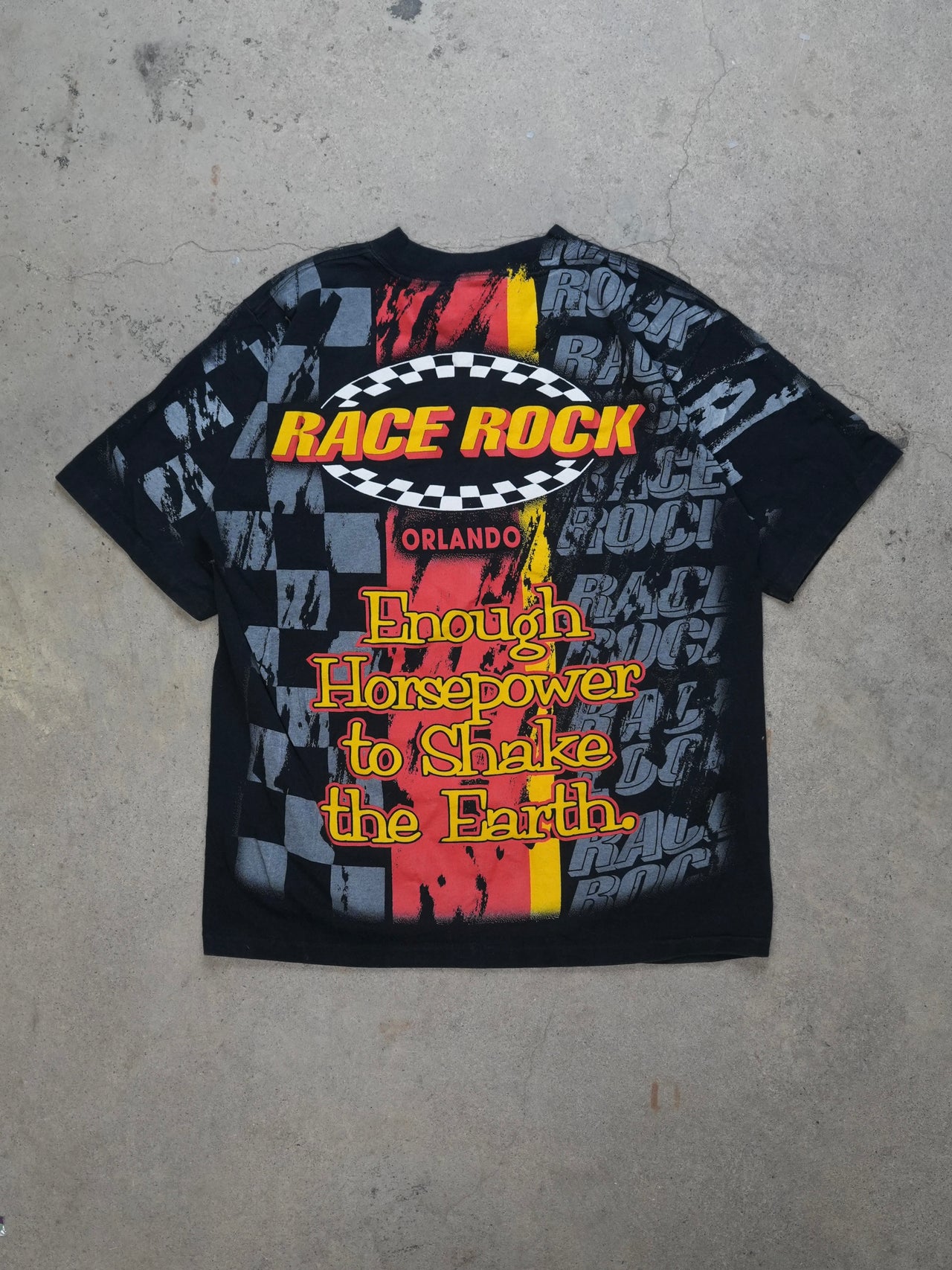 1990S - RACE ROCK ALL OVER PRINT T-SHIRT