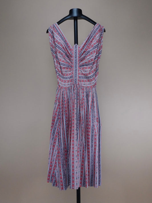1950s - Flower Pattern Midi Sun Dress