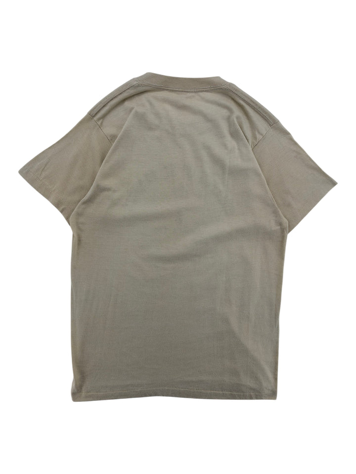 Back view of a plain beige Exile Vintage 1980s Bud Light t-shirt in size large