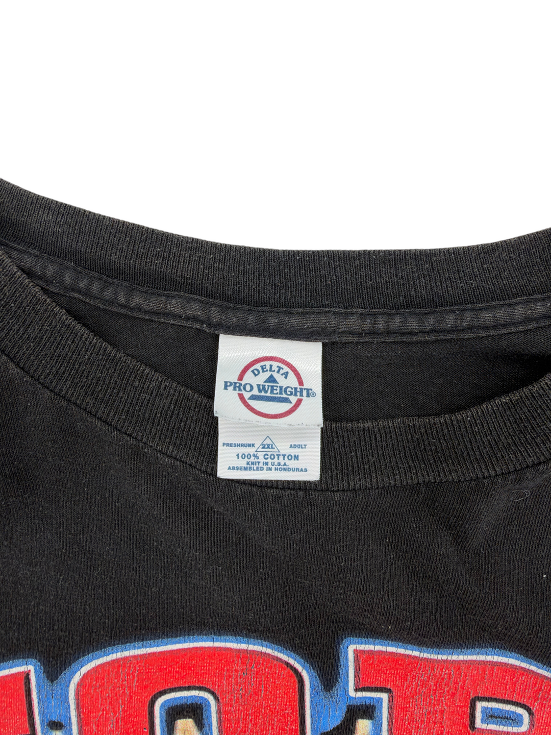 Exile Vintage black 2000s Toby Keith cotton t-shirt tag detail showing Delta Pro Weight branding