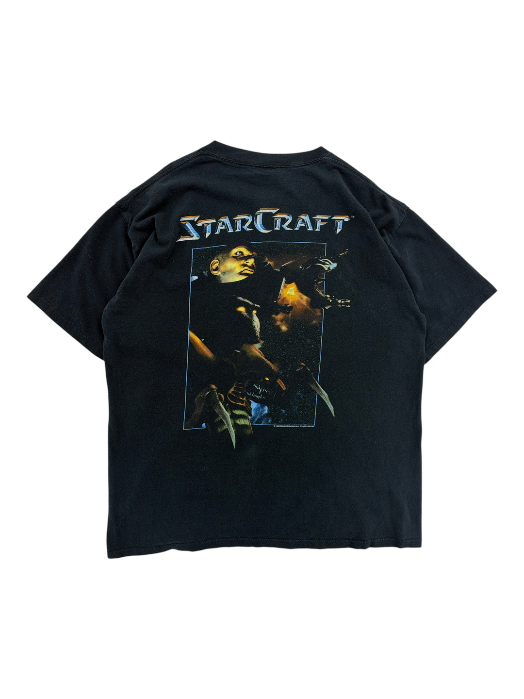 Exile Vintage black 1990s StarCraft graphic t-shirt with a detailed space marine print on the back