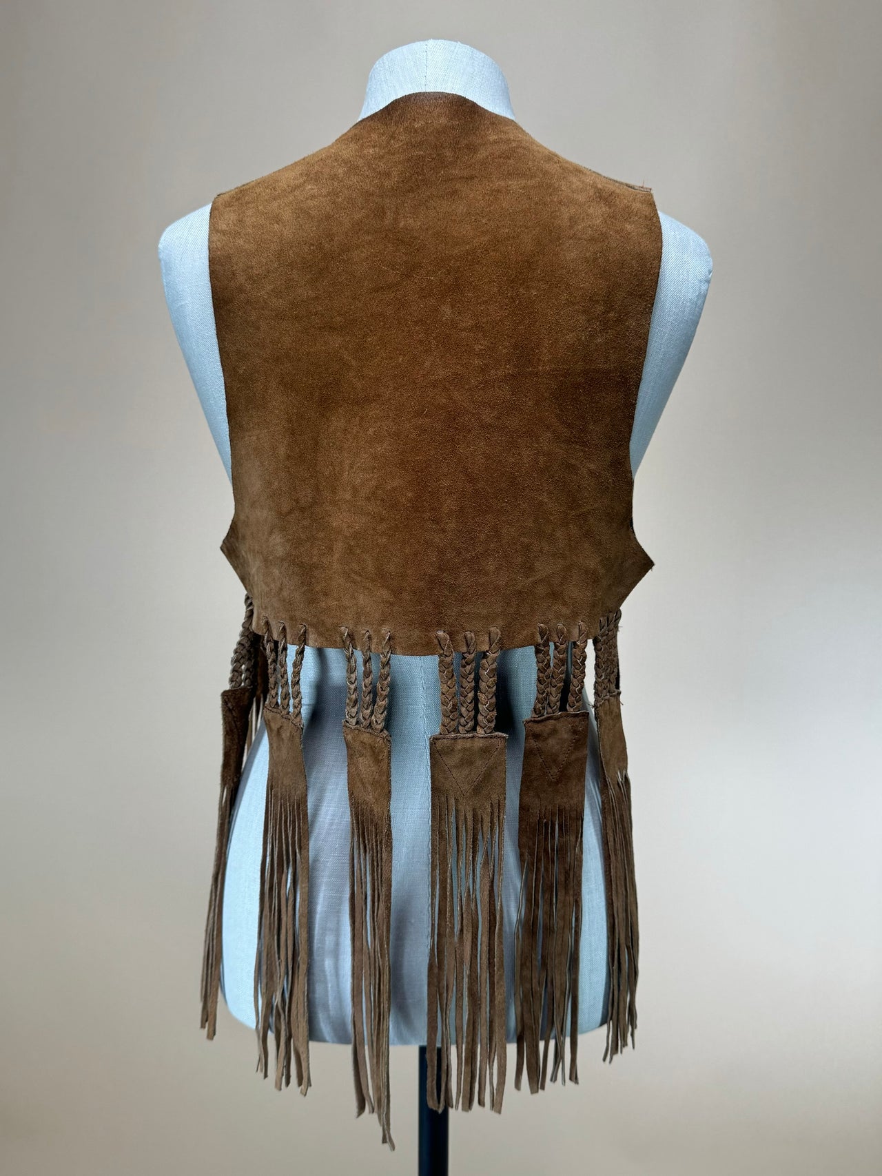 Vintage Suede Fringe Open Front Vest