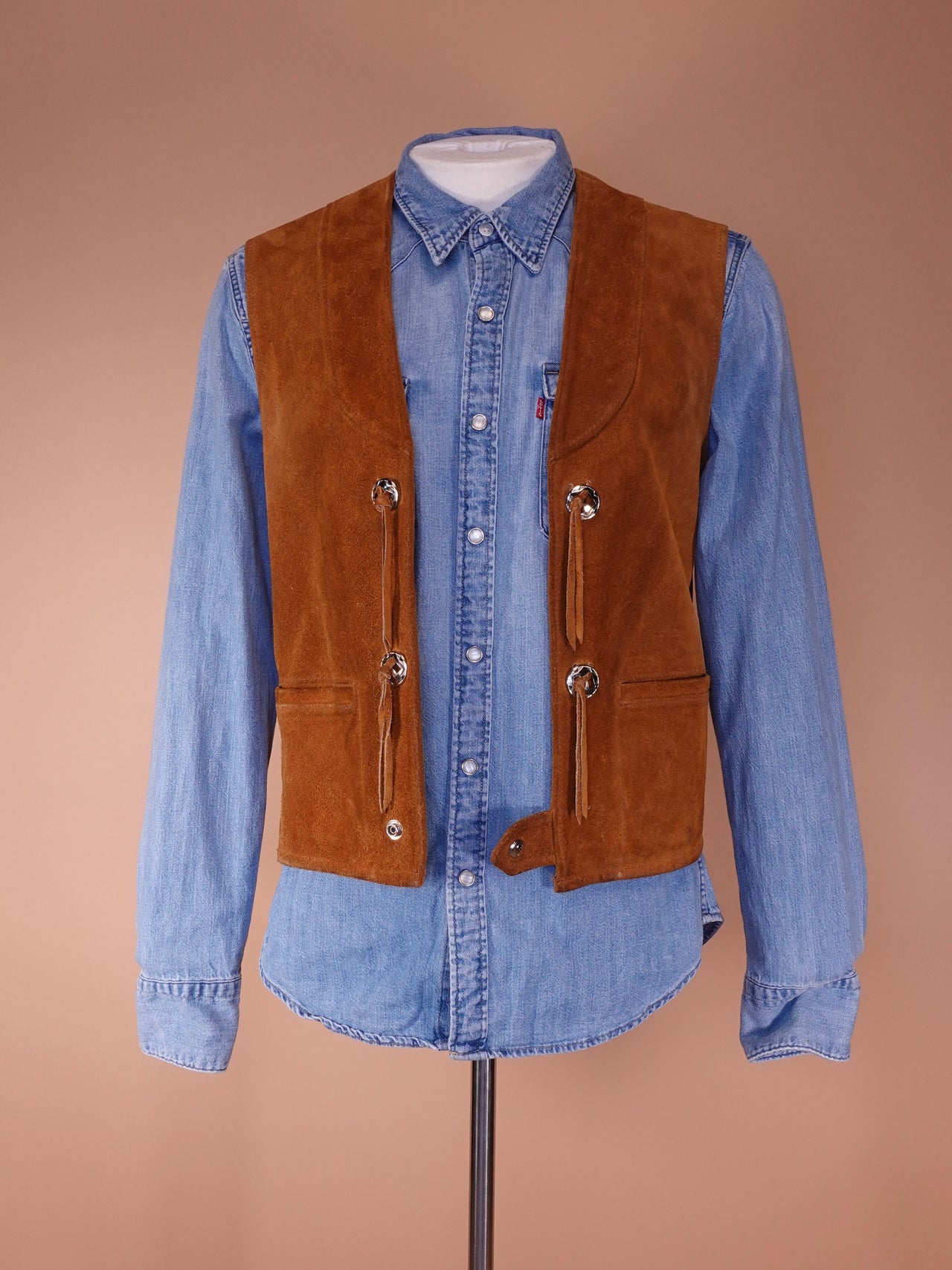 1970s - Suede Leather Western Vest by Sprung Calgary
