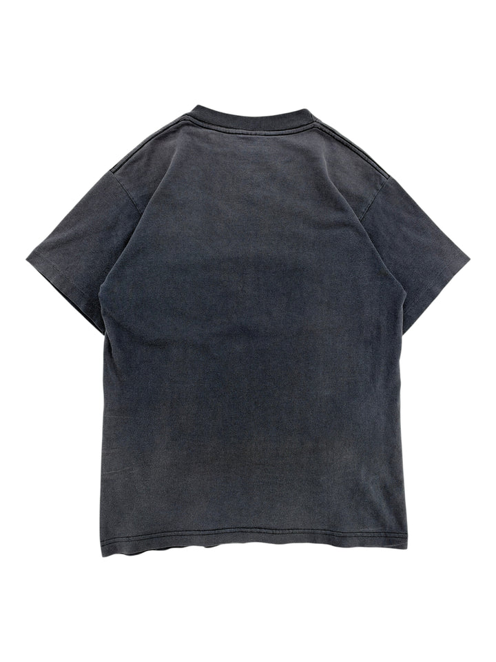 Exile Vintage 1990s Dennis Rodman vintage black cotton t-shirt, back view showing faded fabric texture.