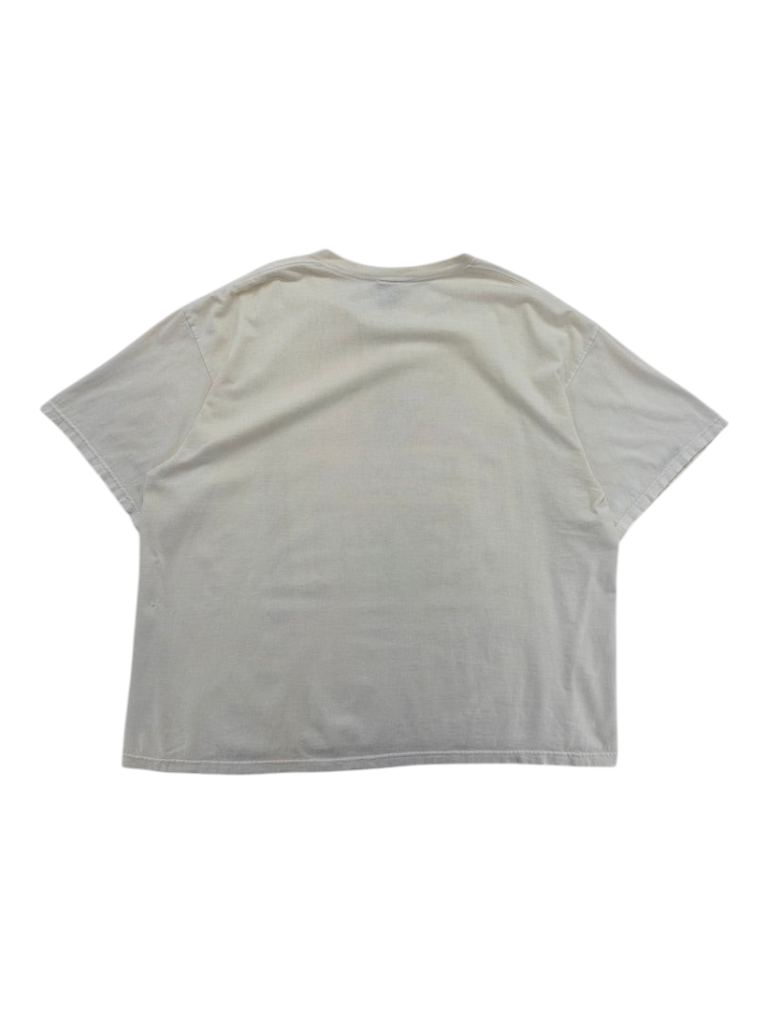 Exile Vintage 1990s Buttwiser humour t-shirt in cream cotton, back view of an oversized XL vintage graphic tee.