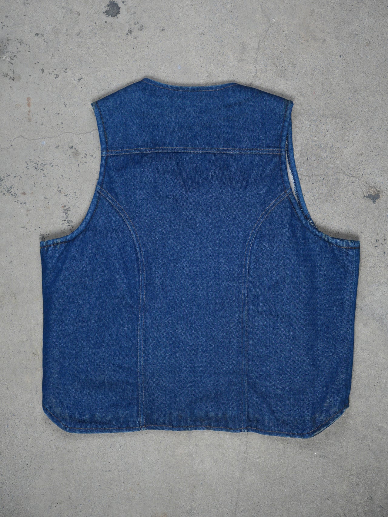 1970S - MAVRICK DENIM FAUX SHERLING LINED VEST