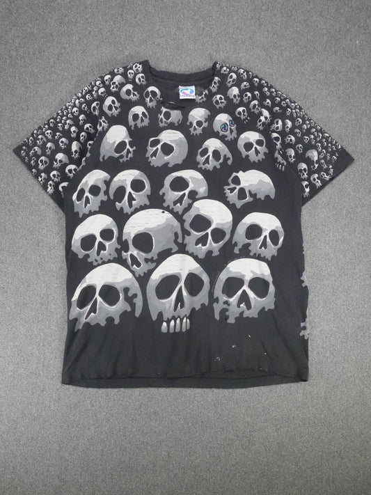 1990s - Liquid Blue AOP Skull T-Shirt