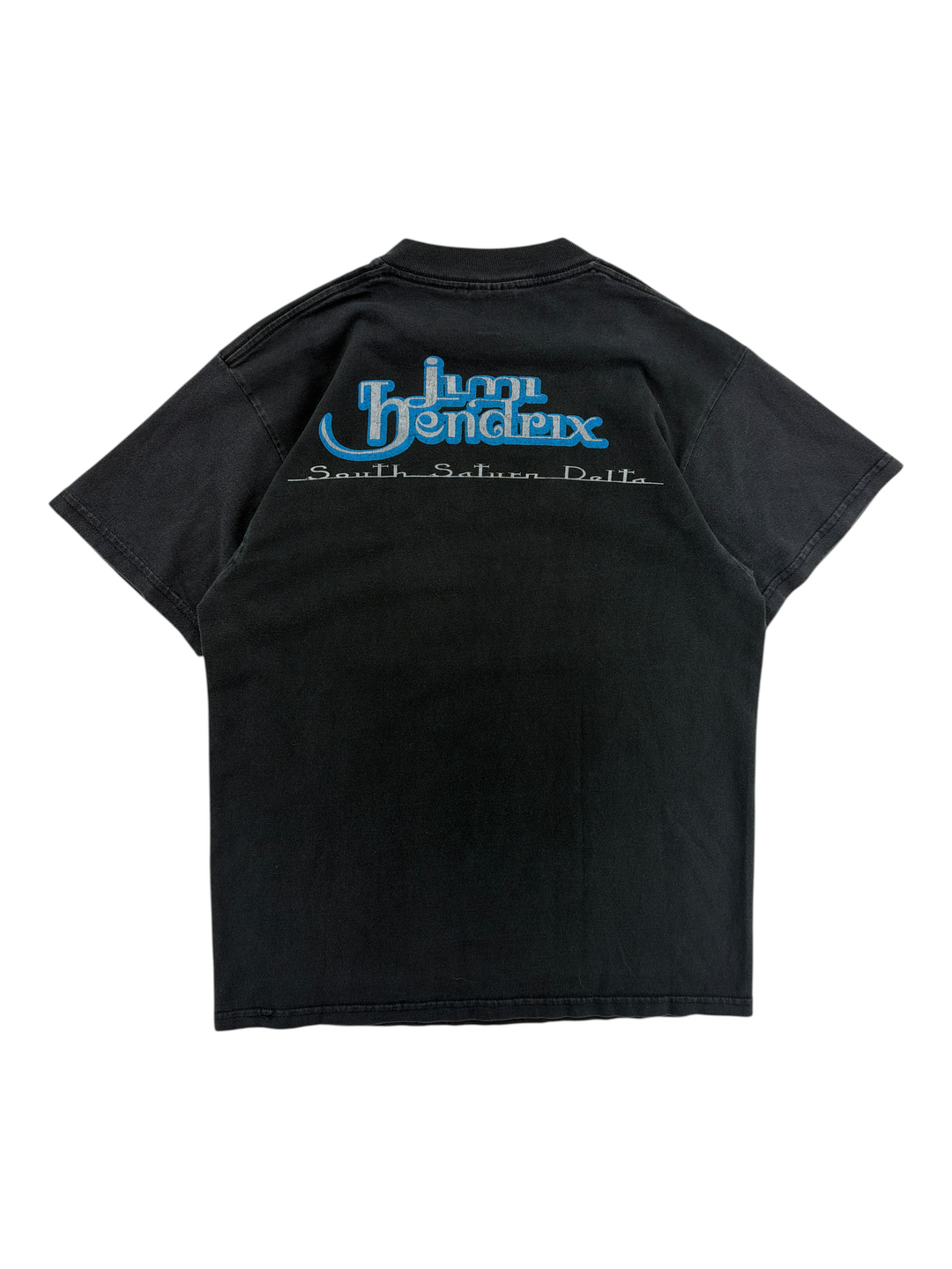 Exile Vintage 1990s Jimi Hendrix South Saturn Delta black graphic t-shirt, back view