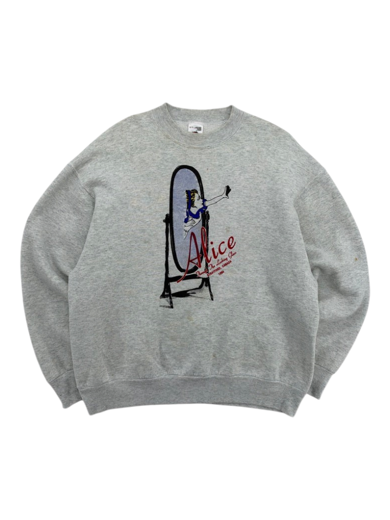 Exile Vintage grey 1990s Alice Through The Looking Glass graphic crewneck sweatshirt in size XL