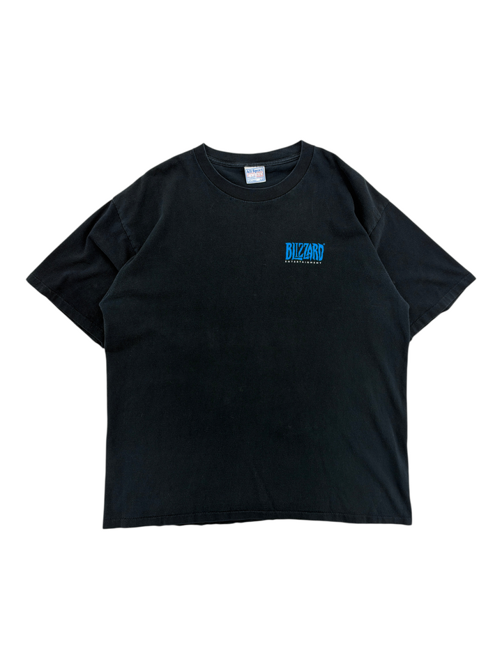 Exile Vintage black 1990s StarCraft T-shirt with a small blue Blizzard Entertainment logo on the chest