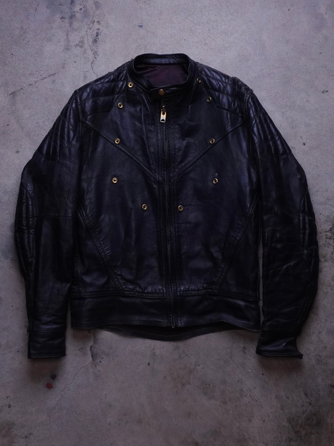 1960s/70s - Unbranded Black Horsehide Motorcycle Jacket