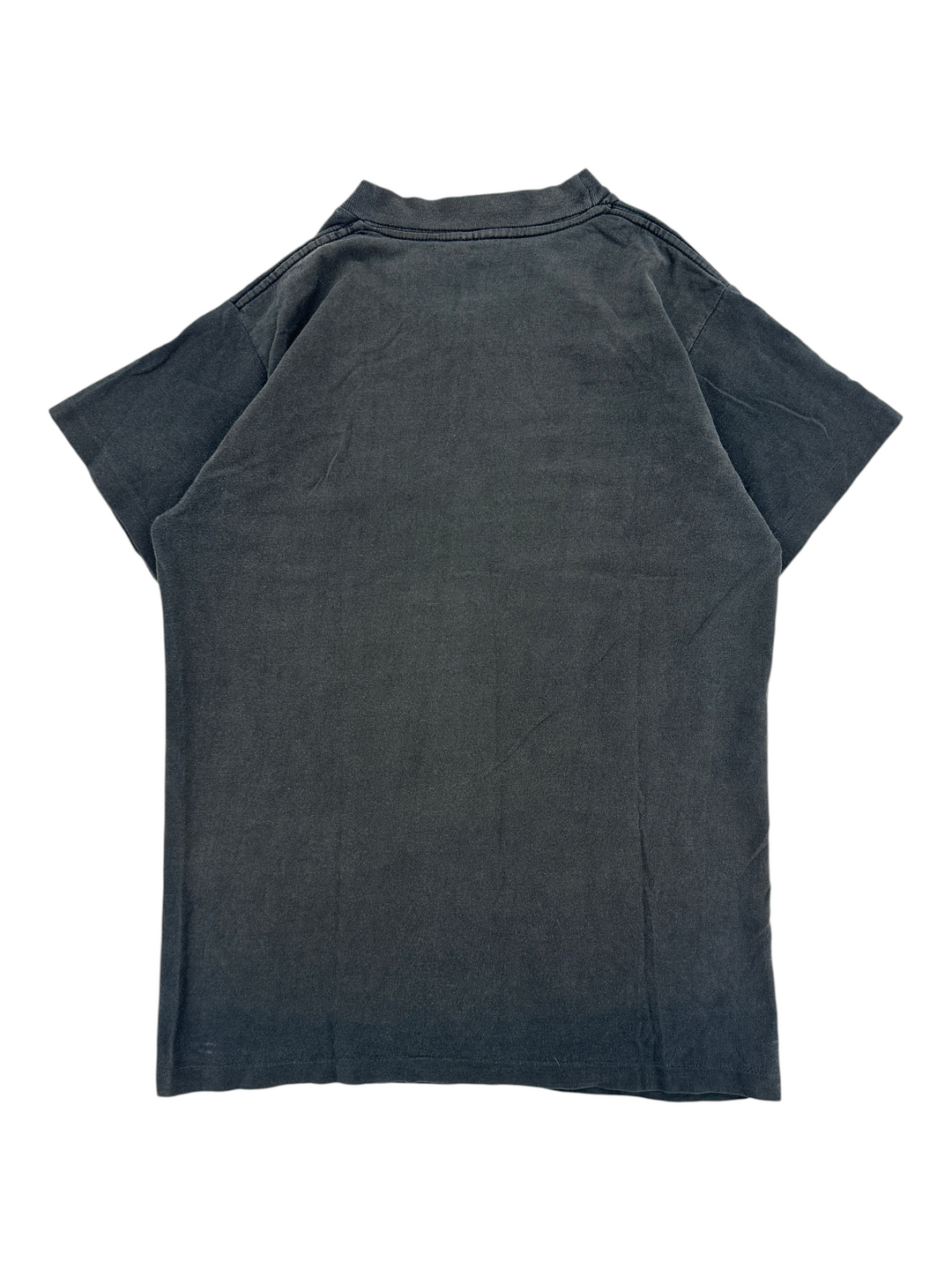 Exile Vintage black 1980s Bahamas fish t-shirt, back view showing plain faded cotton fabric.
