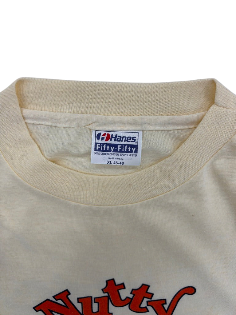 Exile Vintage 1980s Nutty Over Payday candy t-shirt featuring a Hanes Fifty-Fifty cream cotton-blend neck label