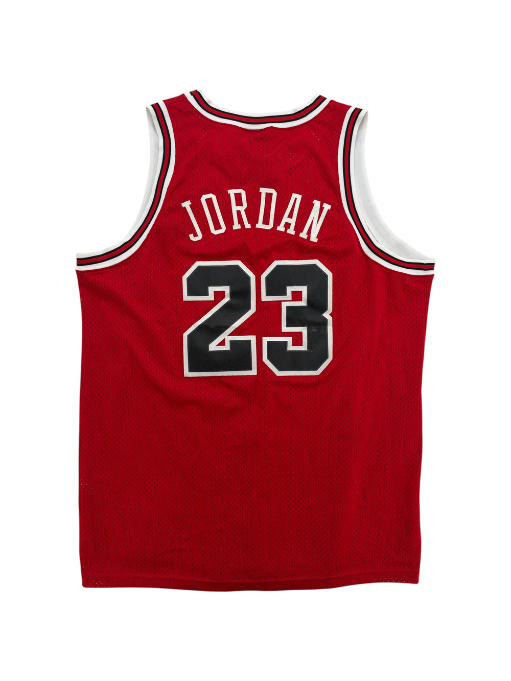 Exile Vintage 2000s Chicago Bulls Michael Jordan jersey in red mesh with white and black lettering and number 23