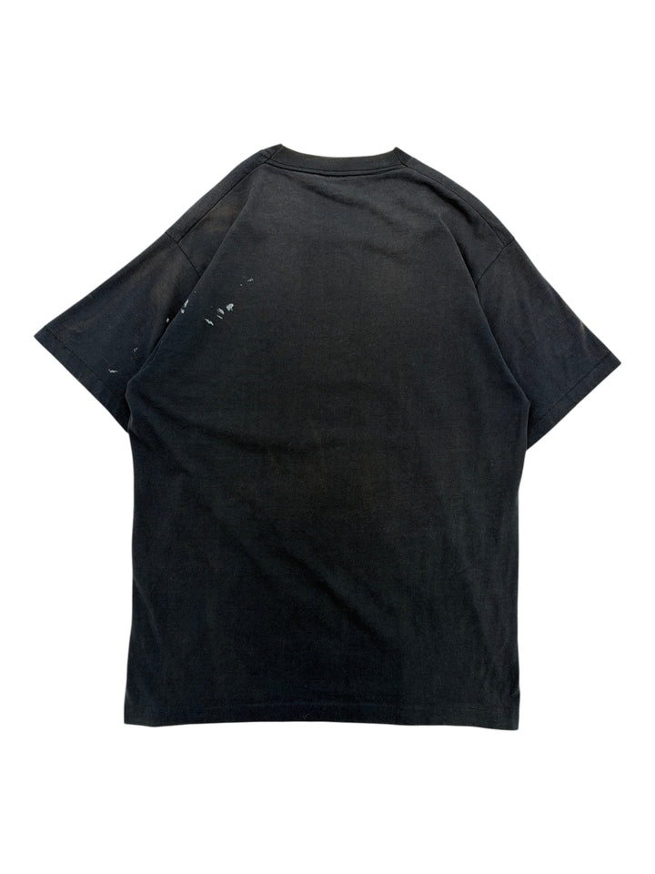 Exile Vintage black 1980s Batman The Joker graphic t-shirt, back view showing faded cotton fabric and minor wear.