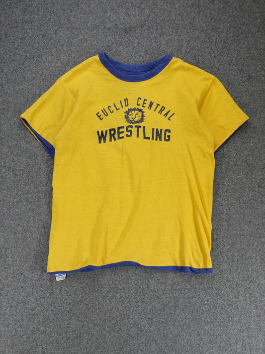 1980s - Champion Reversible Two Tone Yellow Blue T-Shirt
