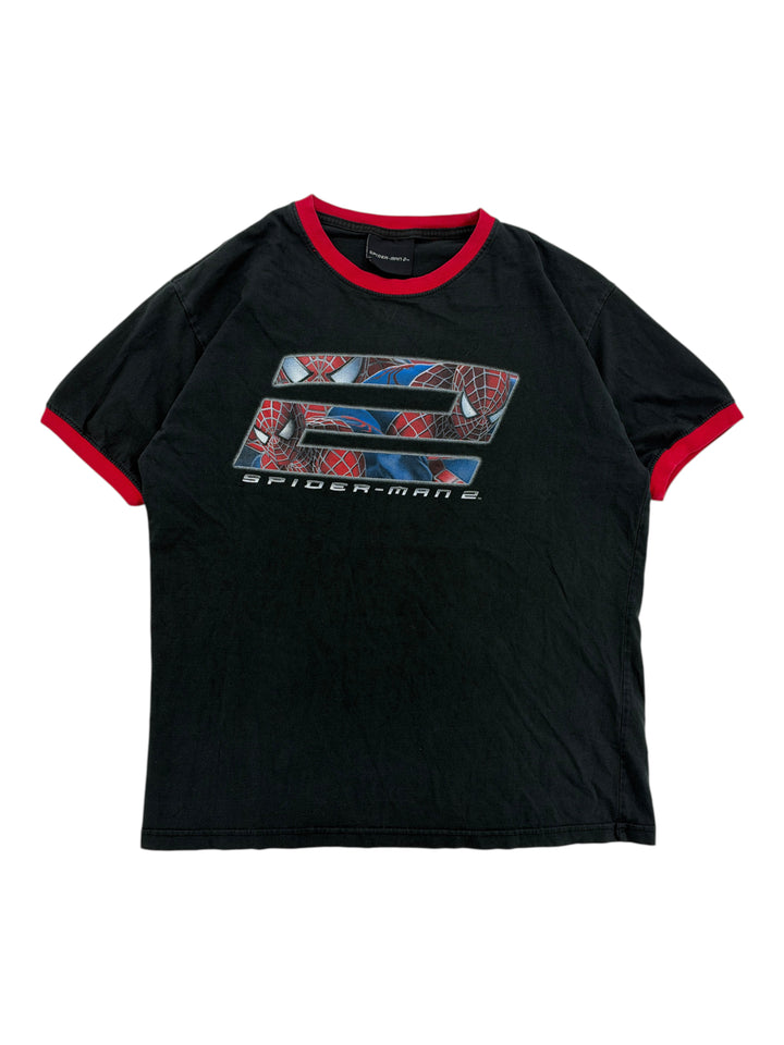 Exile Vintage 2004 Spider-Man 2 movie ringer t-shirt in black with red trim and graphic logo print