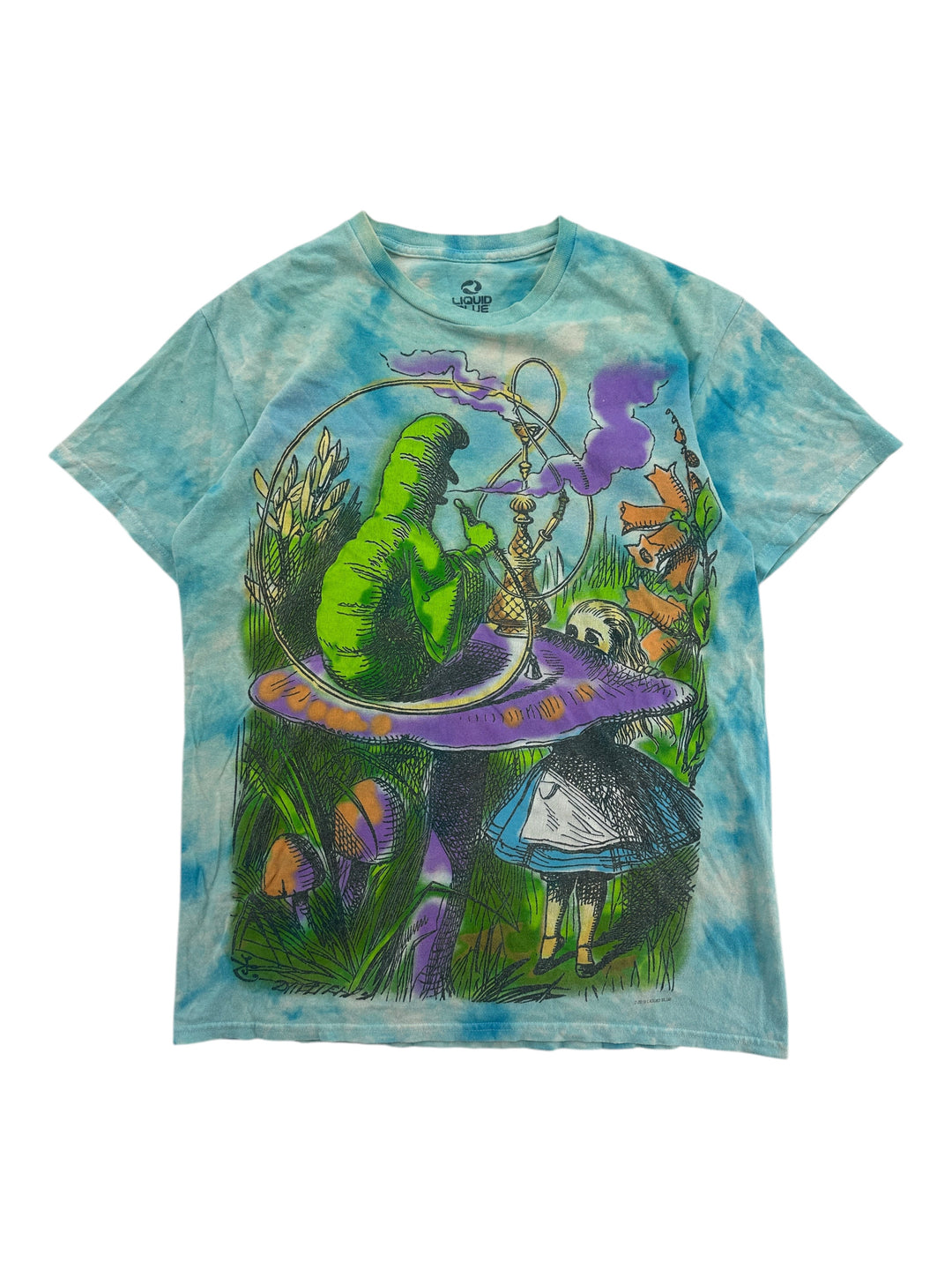 2010s Liquid Blue Alice In Wonderland T-shirt