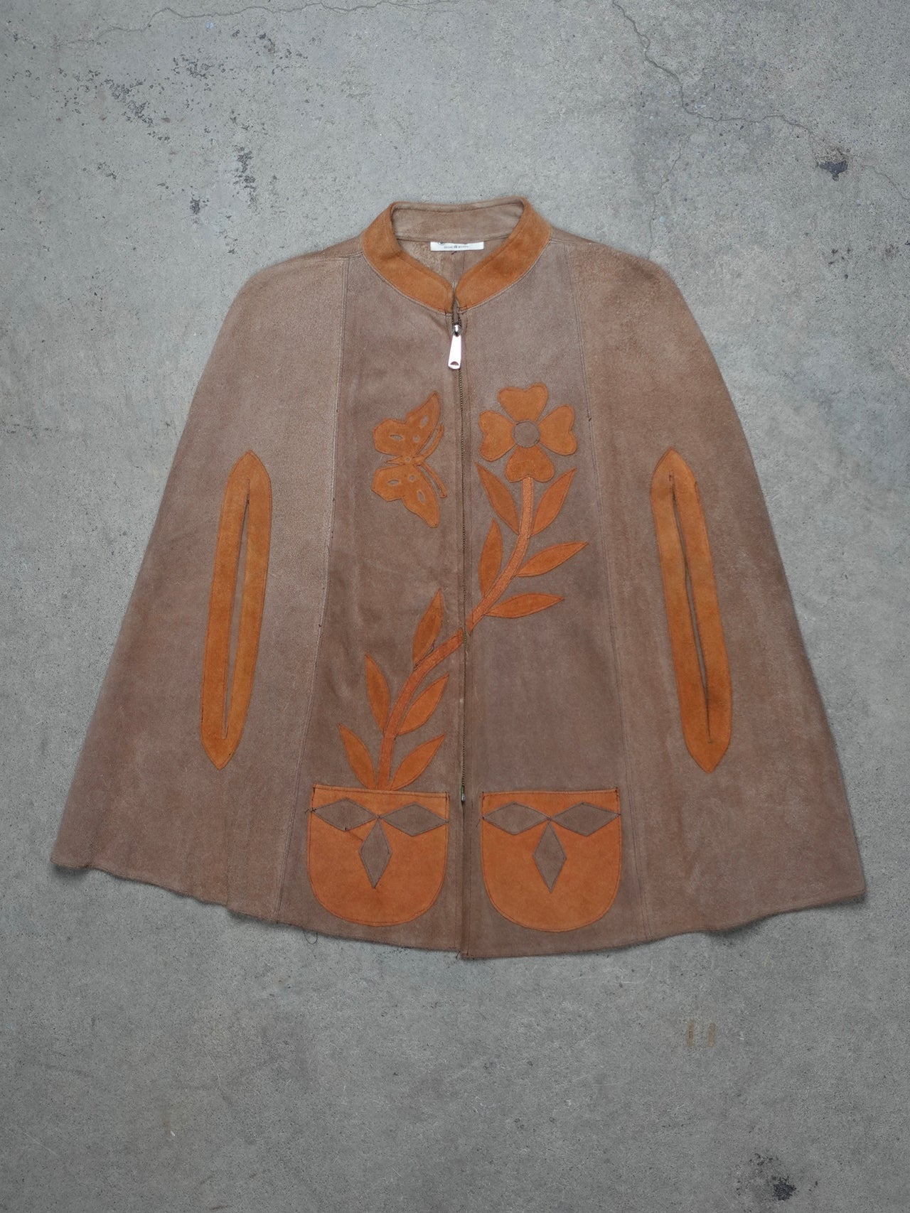 1970S - SUEDE TULIP PONCHO/CAPE