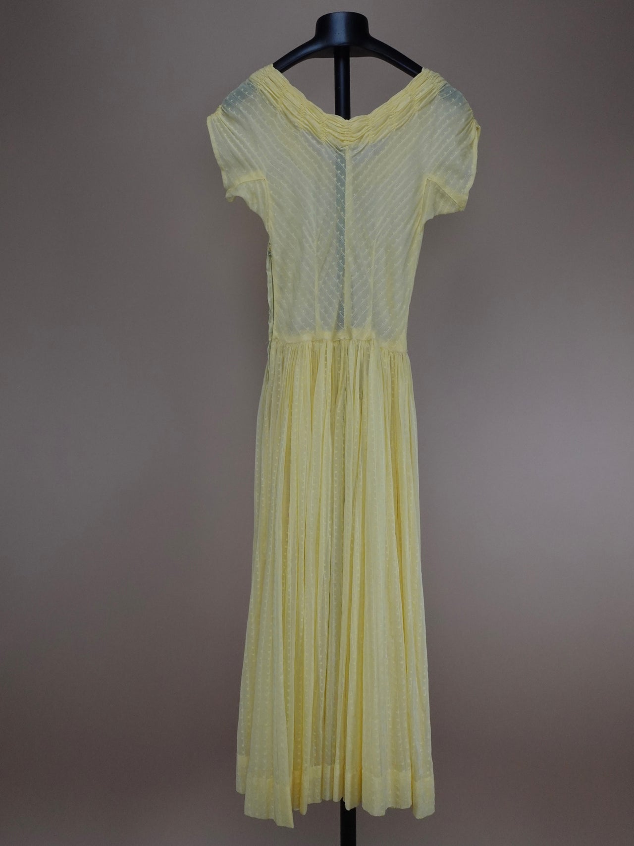 Vintage 1960s - Lemon Yellow Micro Dot Sun Dress