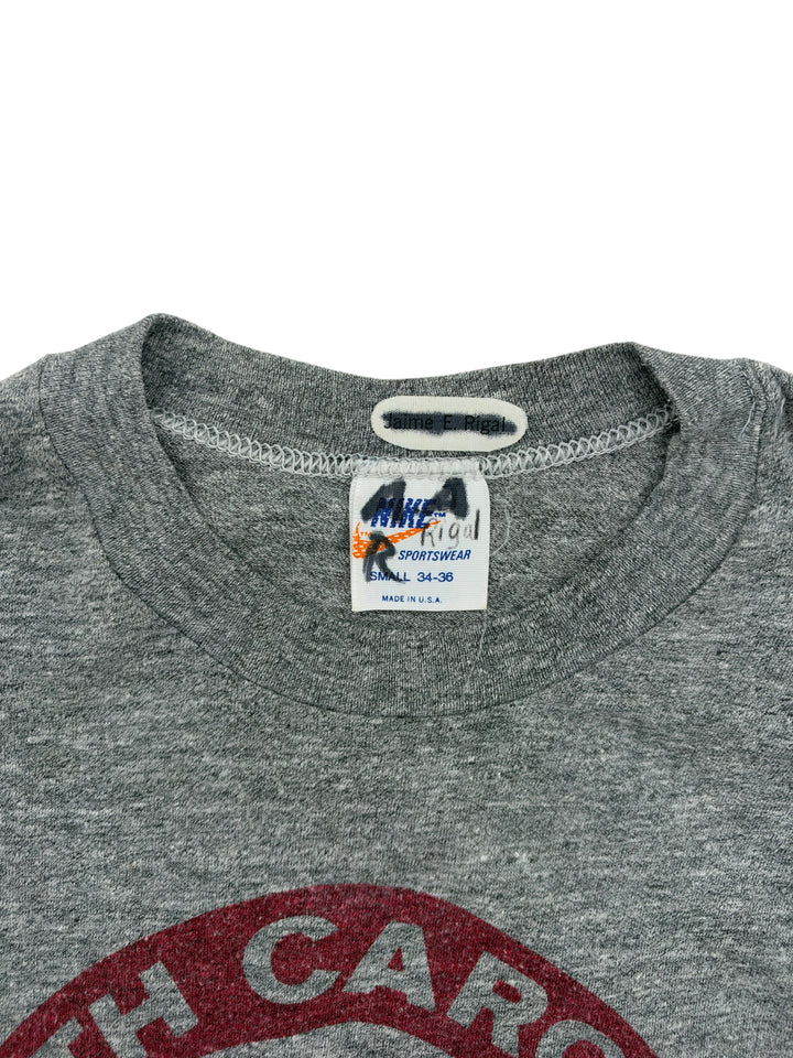 Exile Vintage grey 1980s Nike Sportswear South Carolina basketball t-shirt collar tag detail