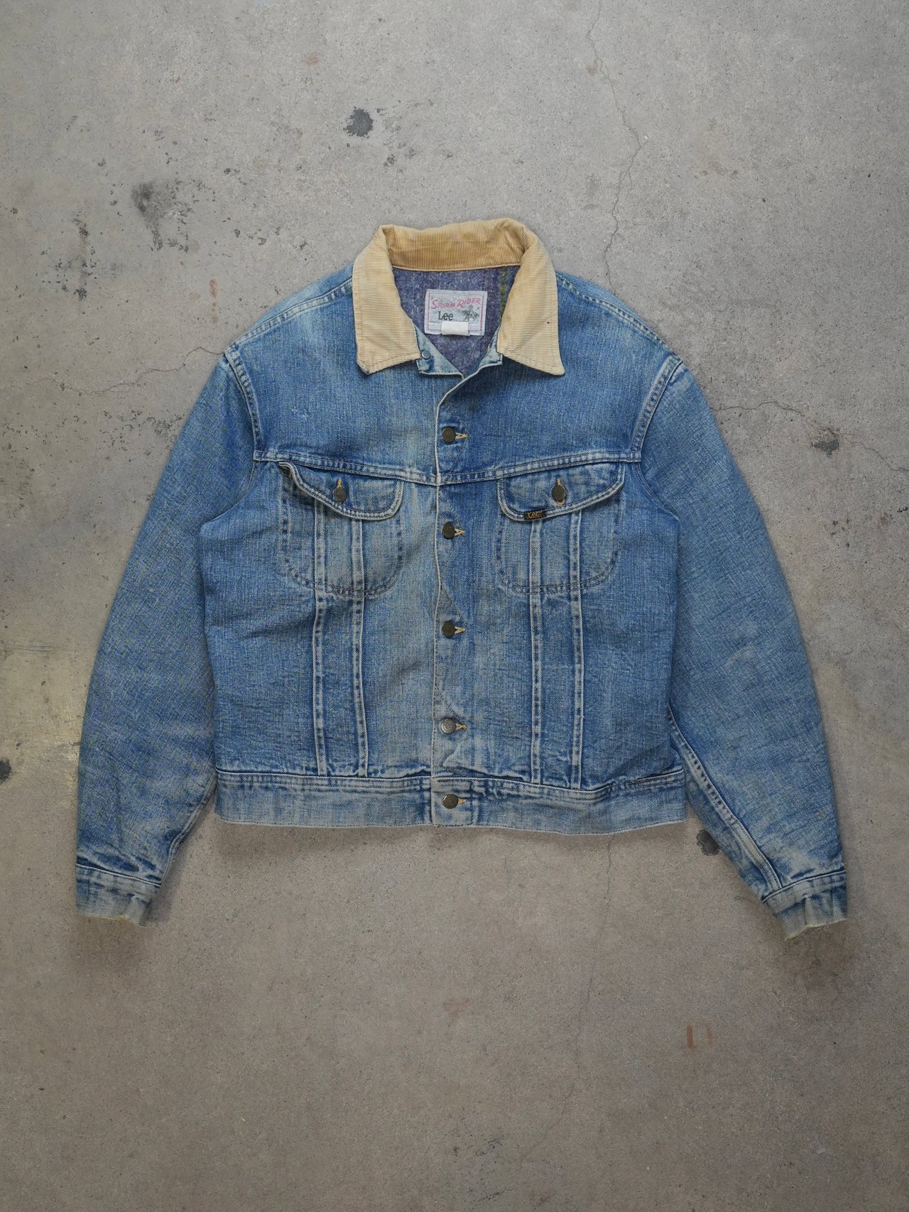 1970S - LEE STORM RIDER DENIM JACKET CORDUROY COLAR