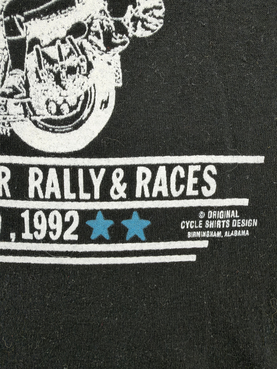Exile Vintage black 1990s Sturgis biker rally graphic t-shirt with white and blue screen-printed motorcycle design