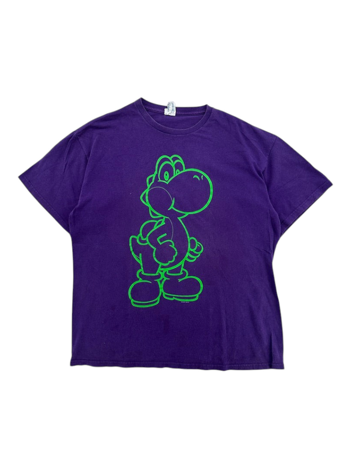 Exile Vintage 2010s purple cotton T-shirt featuring a bright green Yoshi character outline graphic