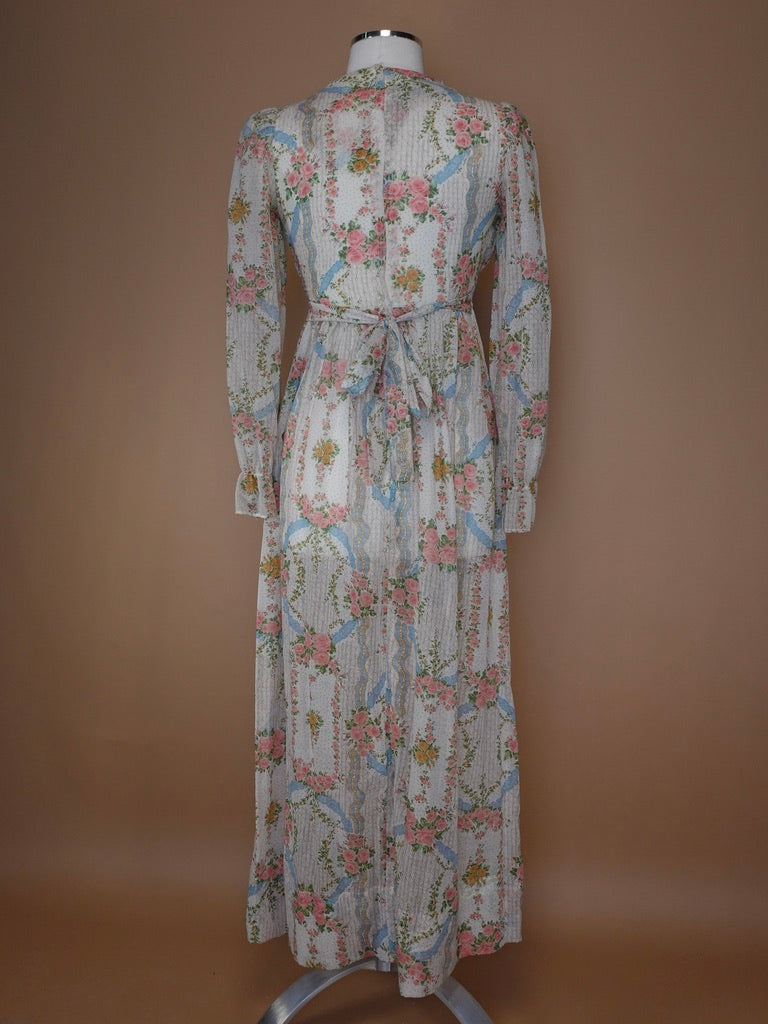 1960s - Gunne Sax Style Floral Night Gown