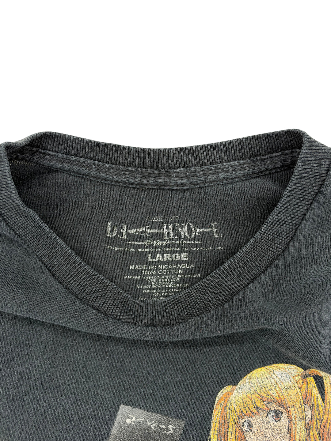 Exile Vintage 2010s Death Note anime cotton t-shirt with screen printed collar tag detail