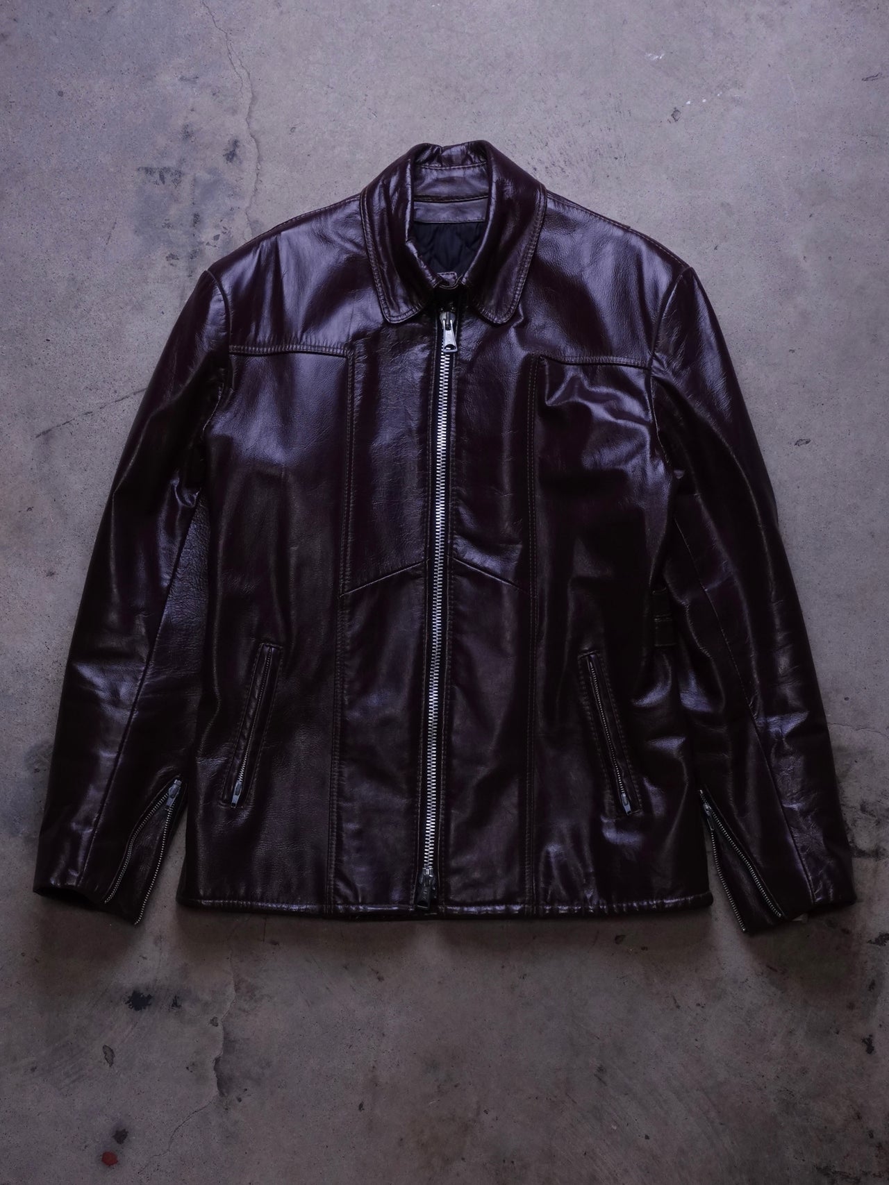 1980s - Bristol Leathers Oxblood Cafe Racer Motorcycle Jacket