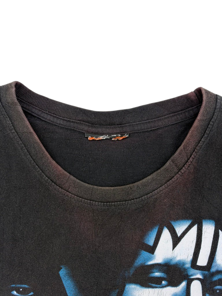 Exile Vintage 1990s Hot In The Shade black vintage graphic t-shirt with faded crew neck collar